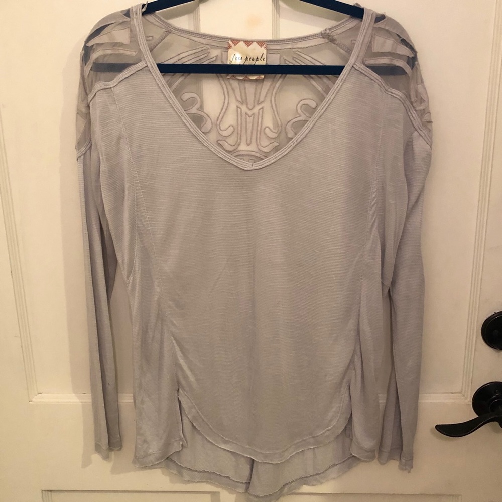 Free People light gray tunic w/ sheer shoulders